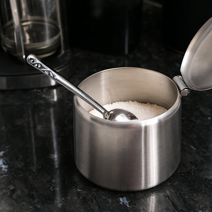 Açucareiro de aço inox com colher - 220ml