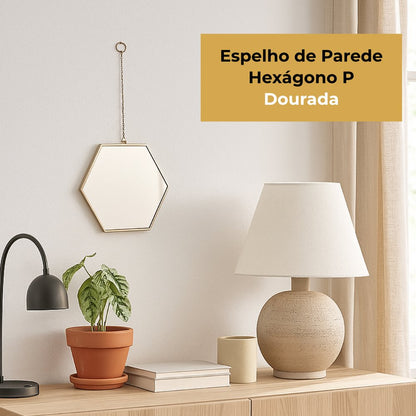 Espelho de Parede Hexágono P - Dourada