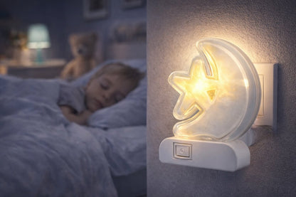 Luz Noturna LED Estrela Lua Plug Tomada 1W Quarto Infantil