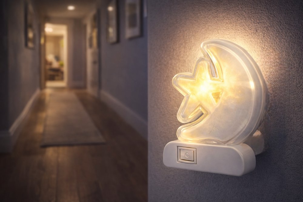 Luz Noturna LED Estrela Lua Plug Tomada 1W Quarto Infantil