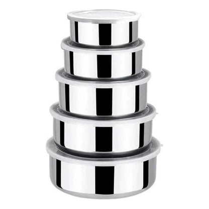 Conjunto 5 Potes Herméticos Redondos com Tampa - Inox