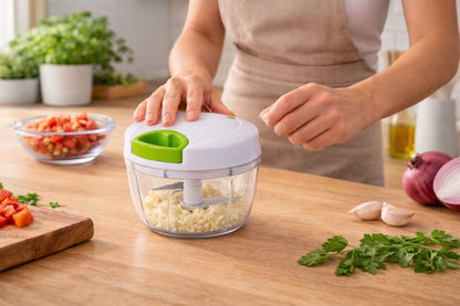 Processador De Alimentos Manual 500ml 3 Lâminas Corda Retrátil