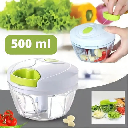 Processador De Alimentos Manual 500ml 3 Lâminas Corda Retrátil
