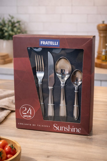 Conjunto de Talheres 24 Peças Sunshine - Inox