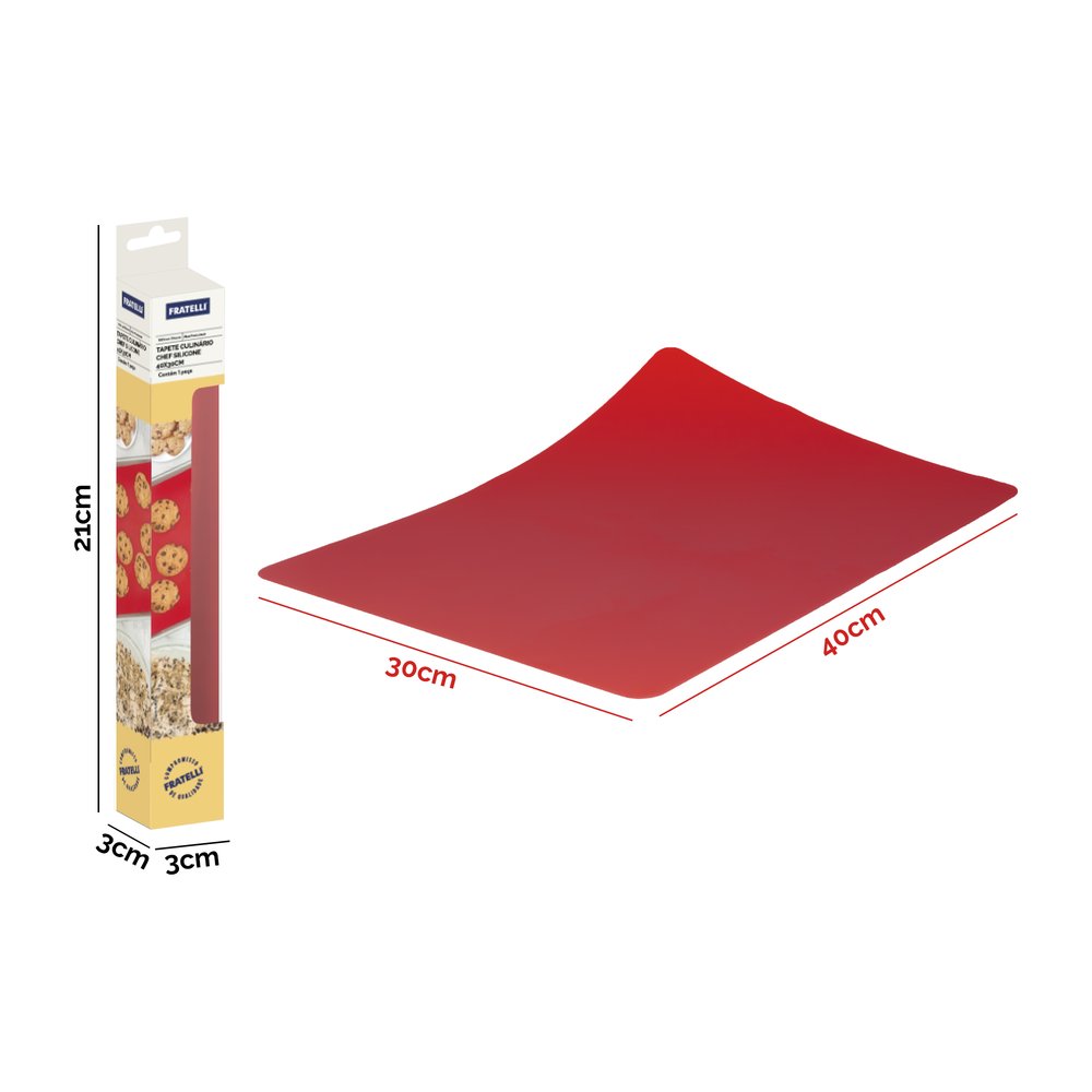 Tapete Culinário de Silicone 40x30 - Vermelha